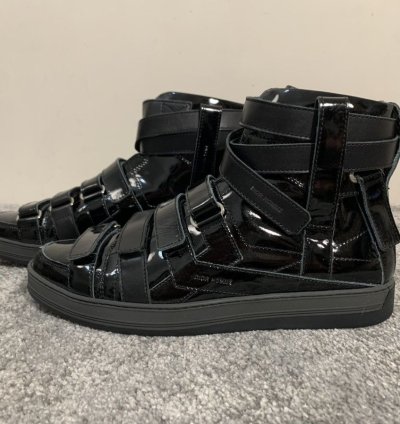 Dior Homme Bondage Black Patent Leather High Top Sz 43