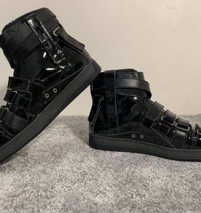 Dior Homme Bondage Black Patent Leather High Top Sz 43