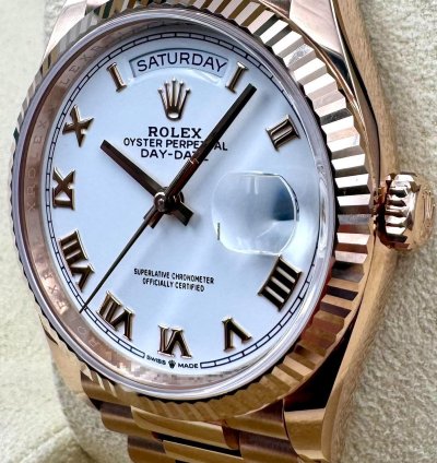 Rolex Day-date 36 128235 36mm Rose Gold White Roman Dial Unworn 2024