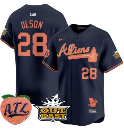 Matt Olson Jersey 28 Atlanta Braves Atliens Peach Vapor Premier Limited Stitched