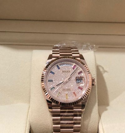 Rolex Day-date 36 128235 Rainbow Diamond Paved