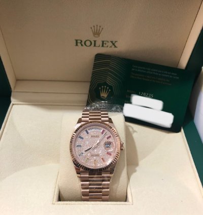Rolex Day-date 36 128235 Rainbow Diamond Paved