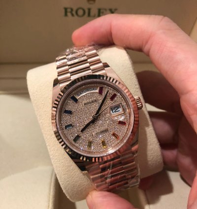 Rolex Day-date 36 128235 Rainbow Diamond Paved