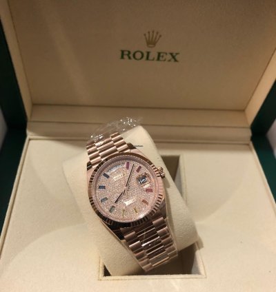 Rolex Day-date 36 128235 Rainbow Diamond Paved