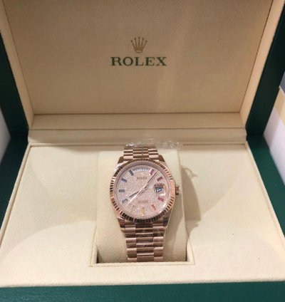 Rolex Day-date 36 128235 Rainbow Diamond Paved