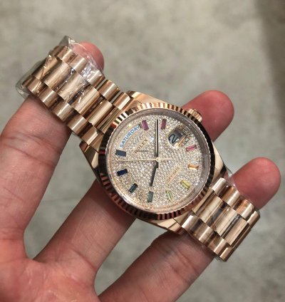 Rolex Day-date 36 128235 Rainbow Diamond Paved
