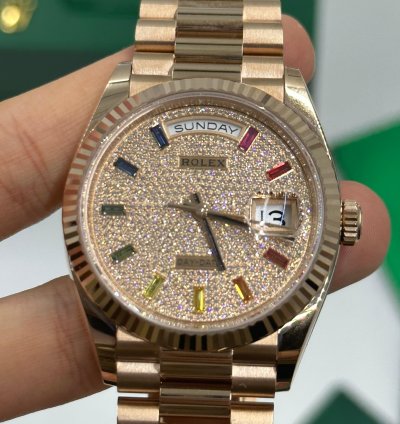Rolex Day-date 36 128235 Rainbow Pave