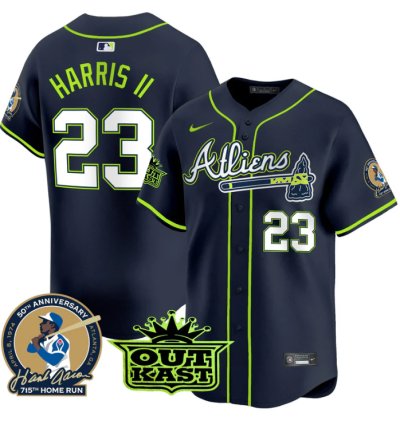 Michael Harris Ii Jersey 23 Atlanta Braves Atliens Hank Aaron Patch Limited Stitched