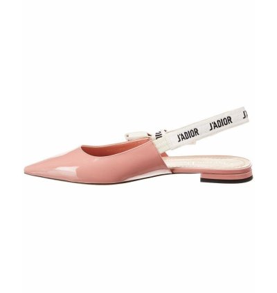Dior Jadior Dusty Candy Pink Patent Logo Ribbon Slingback 37