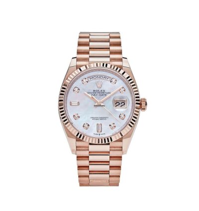 Rolex Day-date 36 128235 Rose Gold Mother Of Pearl Diamond Dial