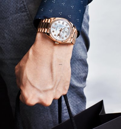 Rolex Day-date 36 128235 Rose Gold Mother Of Pearl Diamond Dial