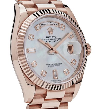Rolex Day-date 36 128235 Rose Gold Mother Of Pearl Diamond Dial