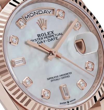 Rolex Day-date 36 128235 Rose Gold Mother Of Pearl Diamond Dial
