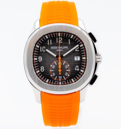 Patek Philippe Aquanaut 5968a Steel Black Dial - Full Set Orange Black Uncut Strap