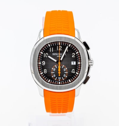 Patek Philippe Aquanaut 5968a Steel Black Dial - Full Set Orange Black Uncut Strap