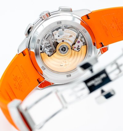 Patek Philippe Aquanaut 5968a Steel Black Dial - Full Set Orange Black Uncut Strap