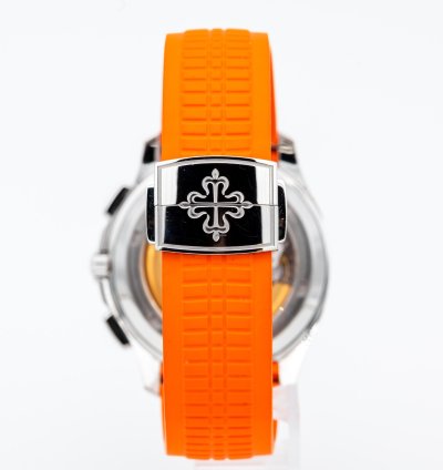 Patek Philippe Aquanaut 5968a Steel Black Dial - Full Set Orange Black Uncut Strap