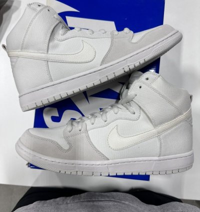 Nike Sb Dunk High Metallic Summit White Size 10