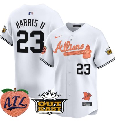 Michael Harris Ii Jersey 23 Atlanta Braves Atliens Peach Vapor Premier Limited Stitched White