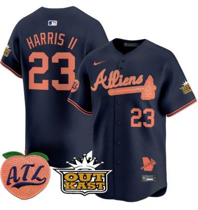 Michael Harris Ii Jersey 23 Atlanta Braves Atliens Peach Vapor Premier Limited Stitched