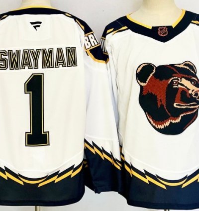 Mens Boston Bruins 1 Jeremy Swayman Jersey Stitched