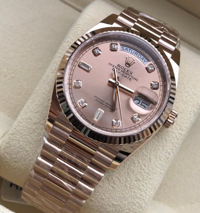 Rolex Day-date 36 128235a Pink Diamond Dial Rose Gold President