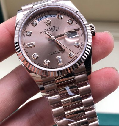 Rolex Day-date 36 128235a Pink Diamond Dial Rose Gold President