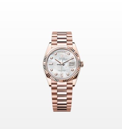 Rolex Day-date 36 128235ng White Mother Of Pearl Diamond Dial Rose Gold President