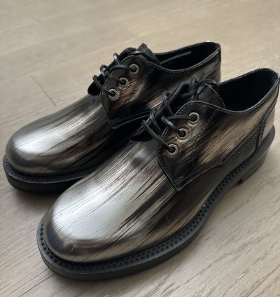 Dior Men Silver Leather Derby Shoes