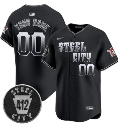 Custom Pittsburgh Pirates Jersey 412 Patch Vapor Premier Limited V8 Stitched Black