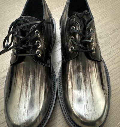 Dior Men Silver Leather Derby Shoes