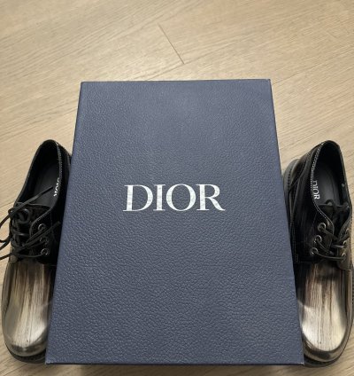 Dior Men Silver Leather Derby Shoes