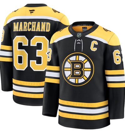 Mens Boston Bruins 63 Brad Marchand Home Premium Jersey Black