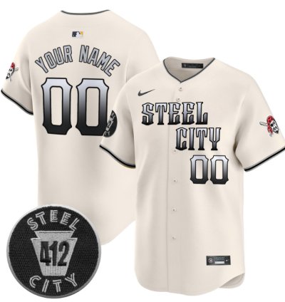Custom Pittsburgh Pirates Jersey 412 Patch Vapor Premier Limited V8 Stitched Cream