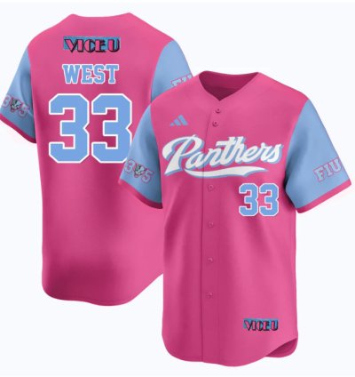 Brylan West Jersey 33 Fiu Baseball 2025 Vice U Stitched Pink