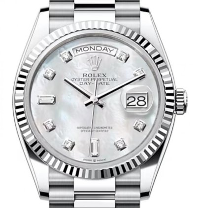 Rolex Day-date 36 128236 36mm Platinum Bracelet Mother Of Pearl Dial Unworn 2023