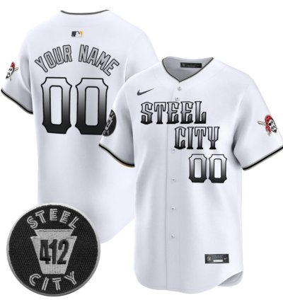 Custom Pittsburgh Pirates Jersey 412 Patch Vapor Premier Limited V8 Stitched White