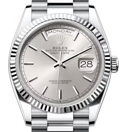 Rolex Day-date 36 128236 36mm Platinum Bracelet Silver Index Dial Unworn 2023