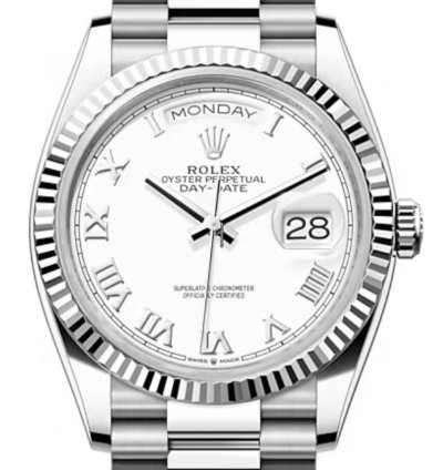 Rolex Day-date 36 128236 36mm Platinum Bracelet White Roman Dial Unworn 2023