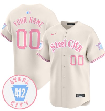 Custom Pittsburgh Pirates Jersey Bubblegum Pink Vapor Premier Limited Stitched Cream