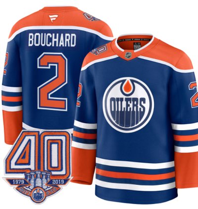 Mens Evan Bouchard Jersey 2 Edmonton Oilers 40th Anniversary Stitched Home