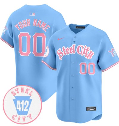Custom Pittsburgh Pirates Jersey Bubblegum Pink Vapor Premier Limited Stitched Light Blue