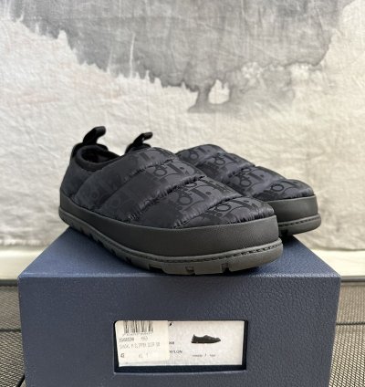 Dior Oblique Nylon Snow Slipper Slip On Puffer Shoe 42