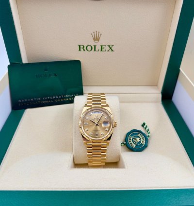 Rolex Day-date 36 128238 36mm Yellow Gold Champagne Diamond Dial Unworn 2023