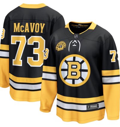 Mens Boston Bruins 73 Charlie Mcavoy 100th Anniversary Premier Breakaway Jersey Black