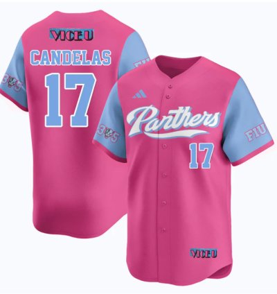 Hector Candelas Jersey 17 Fiu Baseball 2025 Vice U Stitched Pink