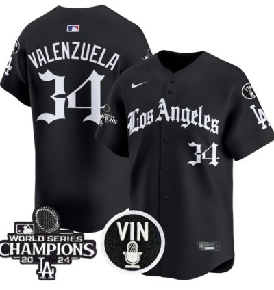 Fernando Valenzuela Jersey 34 Dodgers 2025 La Gothic Style Vapor Premier Limited Stitched Black