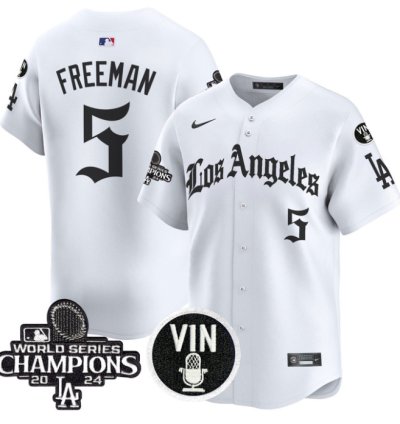 Freddie Freeman Jersey 5 Dodgers 2025 La Gothic Style Vapor Premier Limited Stitched White