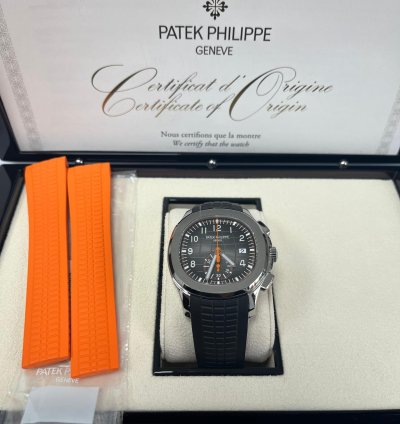 Patek Philippe Aquanaut Black Dial Automatic Men Chronograph Black Rubber Strap 5968a-001