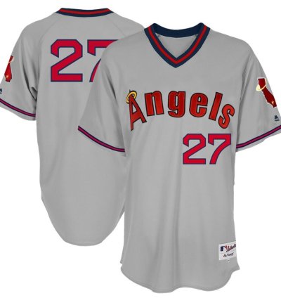 Los Angeles Angels Mike Trout Gray Throwback Pullover Jersey